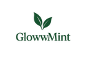 Design a minimalist and professional logo for a beauty and wellness brand named Glowwmint. The logo should feature two green leaves forming a subtle crown or sprout shape above the brand name. Use clean, bold serif typography for the text ‘Glowwmint’. The design should be centered, simple, modern, and elegant. Use green tones to represent nature and trust. Make the background fully transparent (PNG) — suitable for use on websites, packaging, and social media.